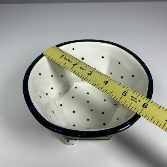 Studio Designworks 3 Footed Bowl Ceramic Polka Dots Swirls Stripes 6” - B - Picture 7 of 7
